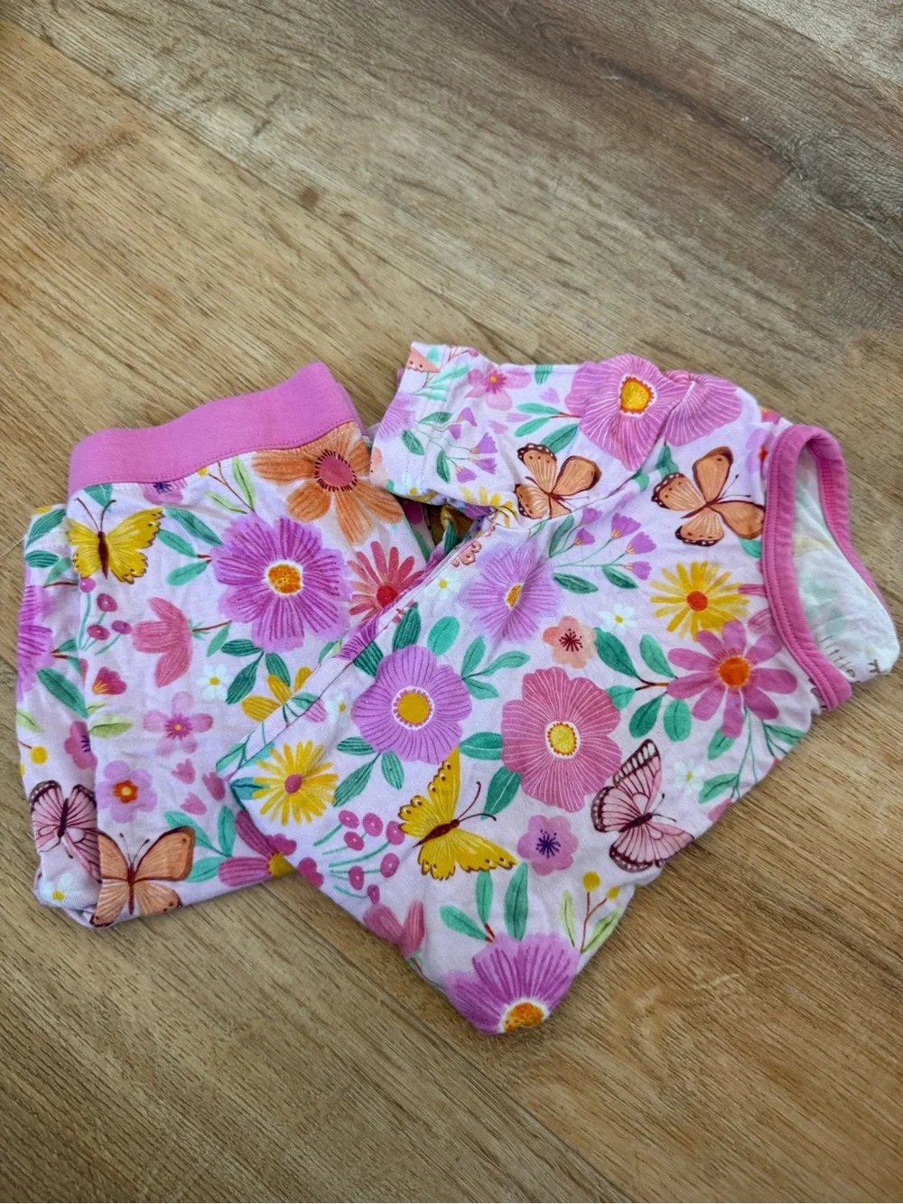 Floral Butterfly Pink Kids Pajama Set